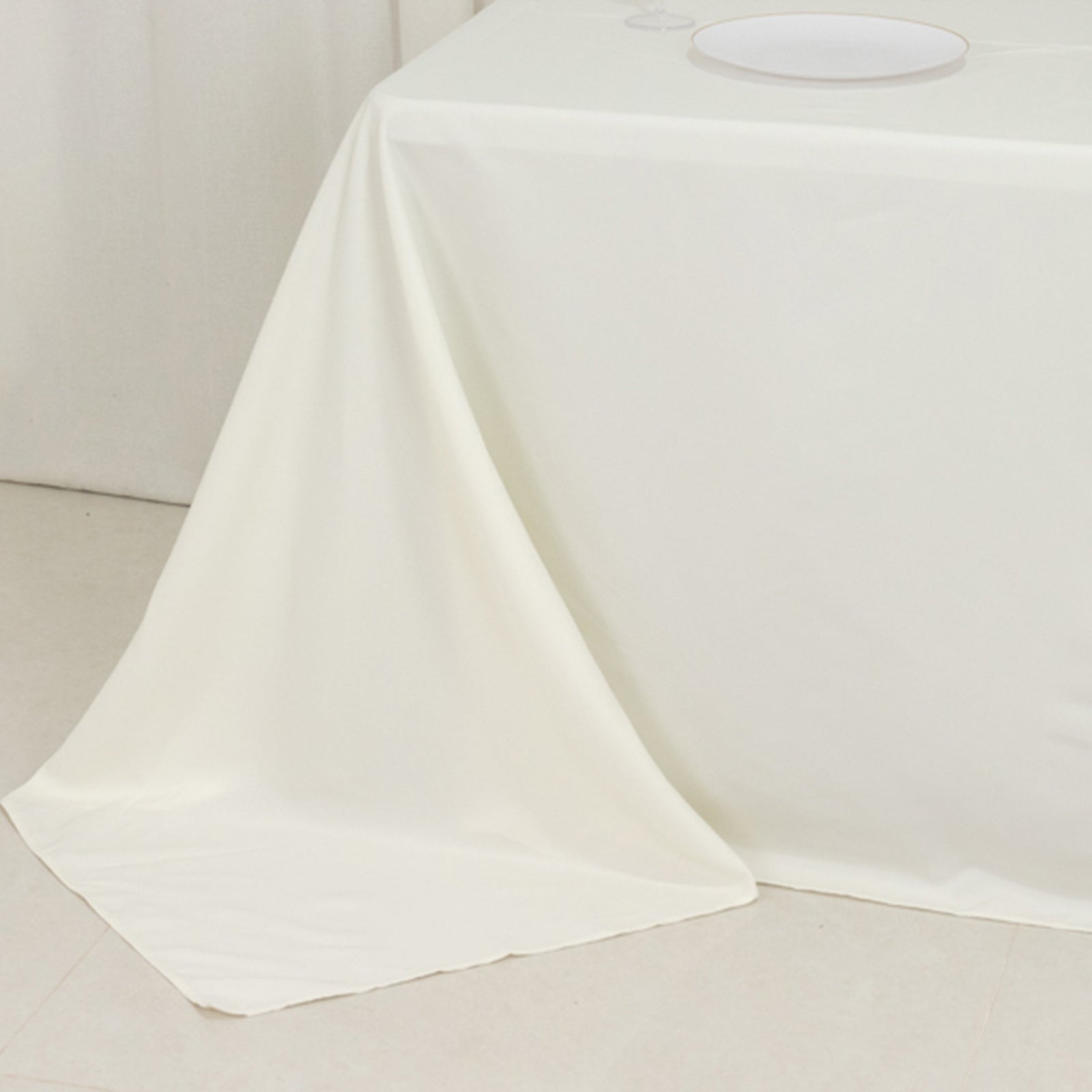 Fire Retardant Premium Polyester 90"x132" Rectangular Tablecloth Ivory - High-Performance Seamless Table Cover