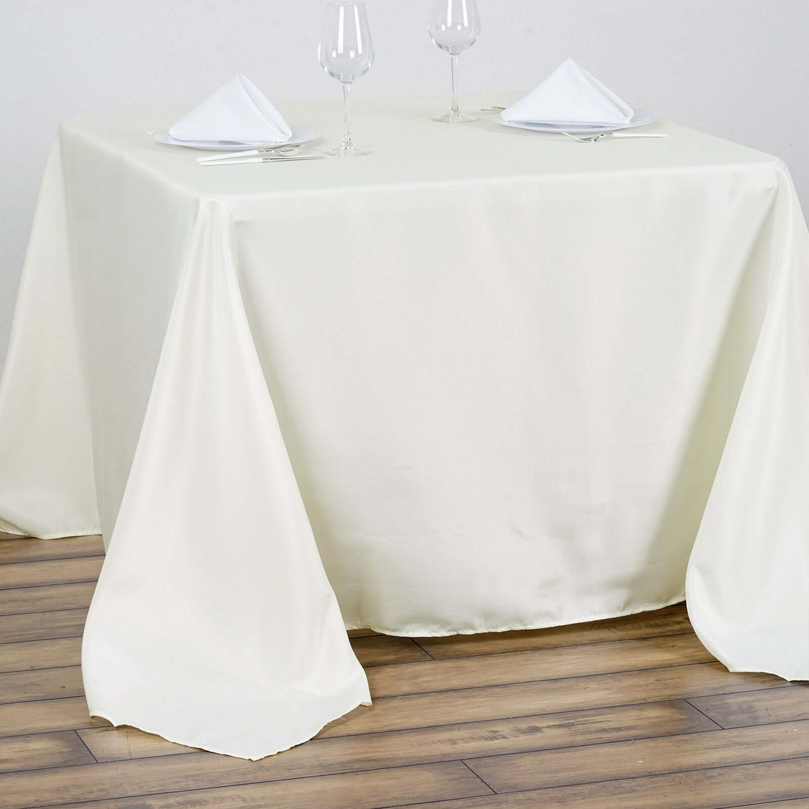 Polyester Square 90"x90" Tablecloth Ivory - Wrinkle-Resistant & Durable Table Cover