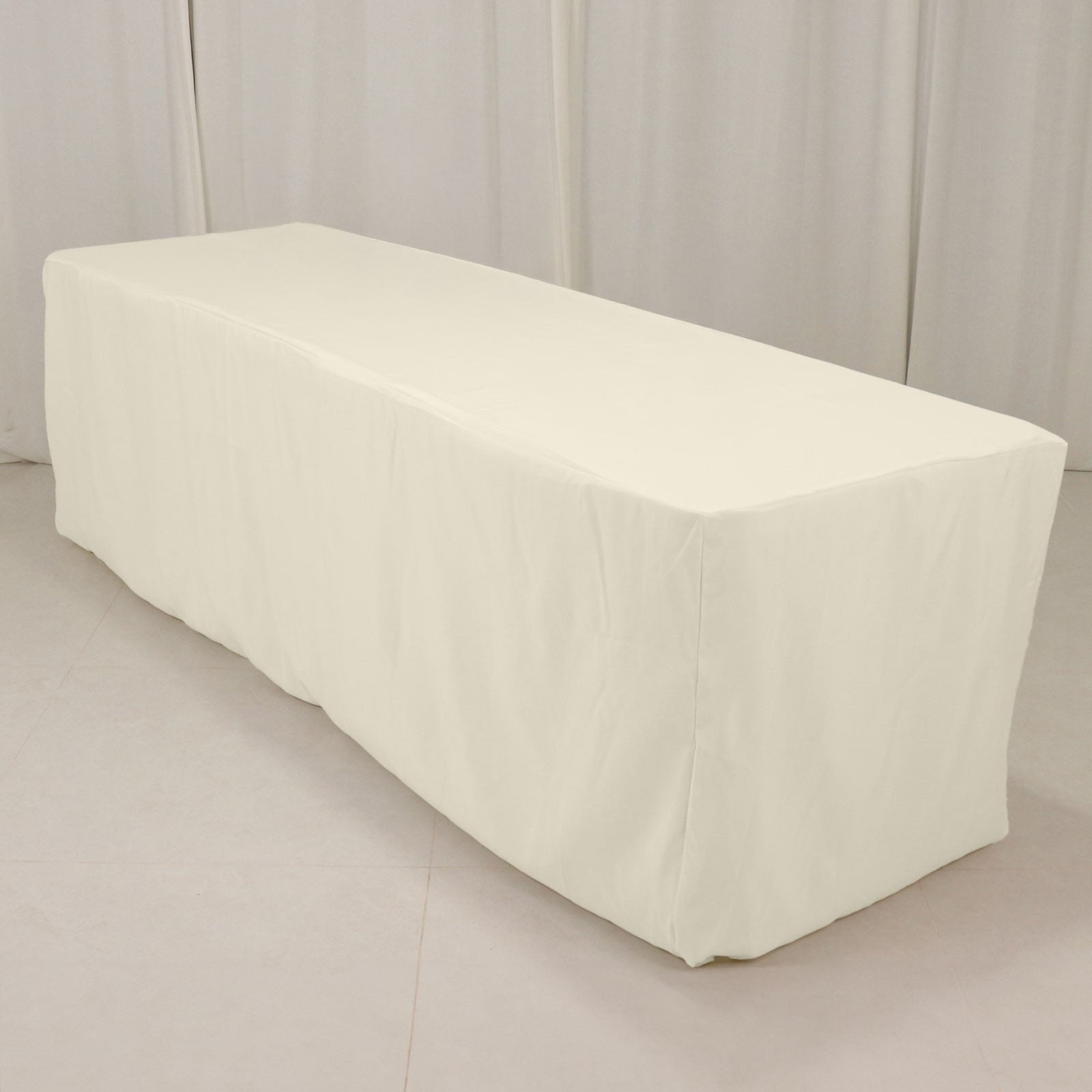 Premium Polyester 8ft Rectangle Tablecloth Ivory Durable Fitted 220GSM Table Cover