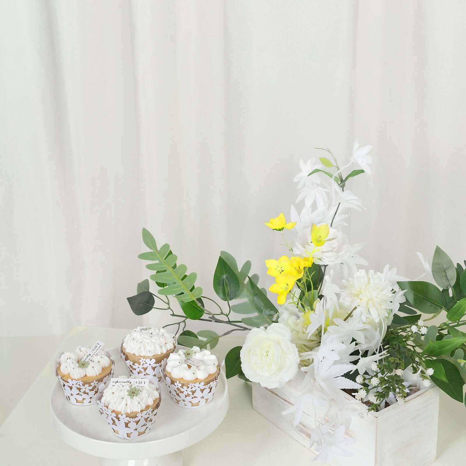 8ftx10ft Ivory Satin Event Curtain Drapes, Backdrop Event Panel