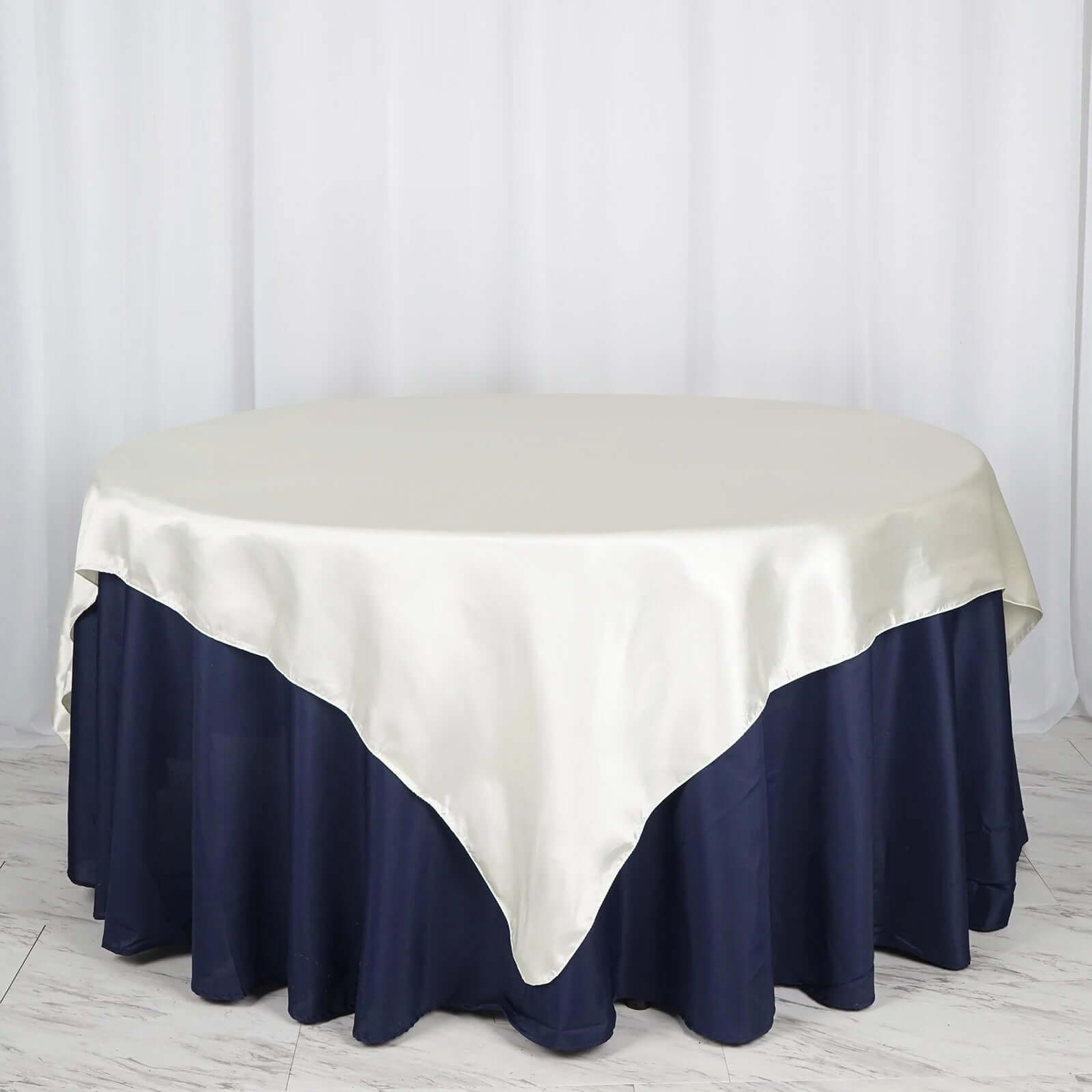 Satin 72"x72" Table Overlay Square Tablecloth Ivory - Smooth Finish Table Cover