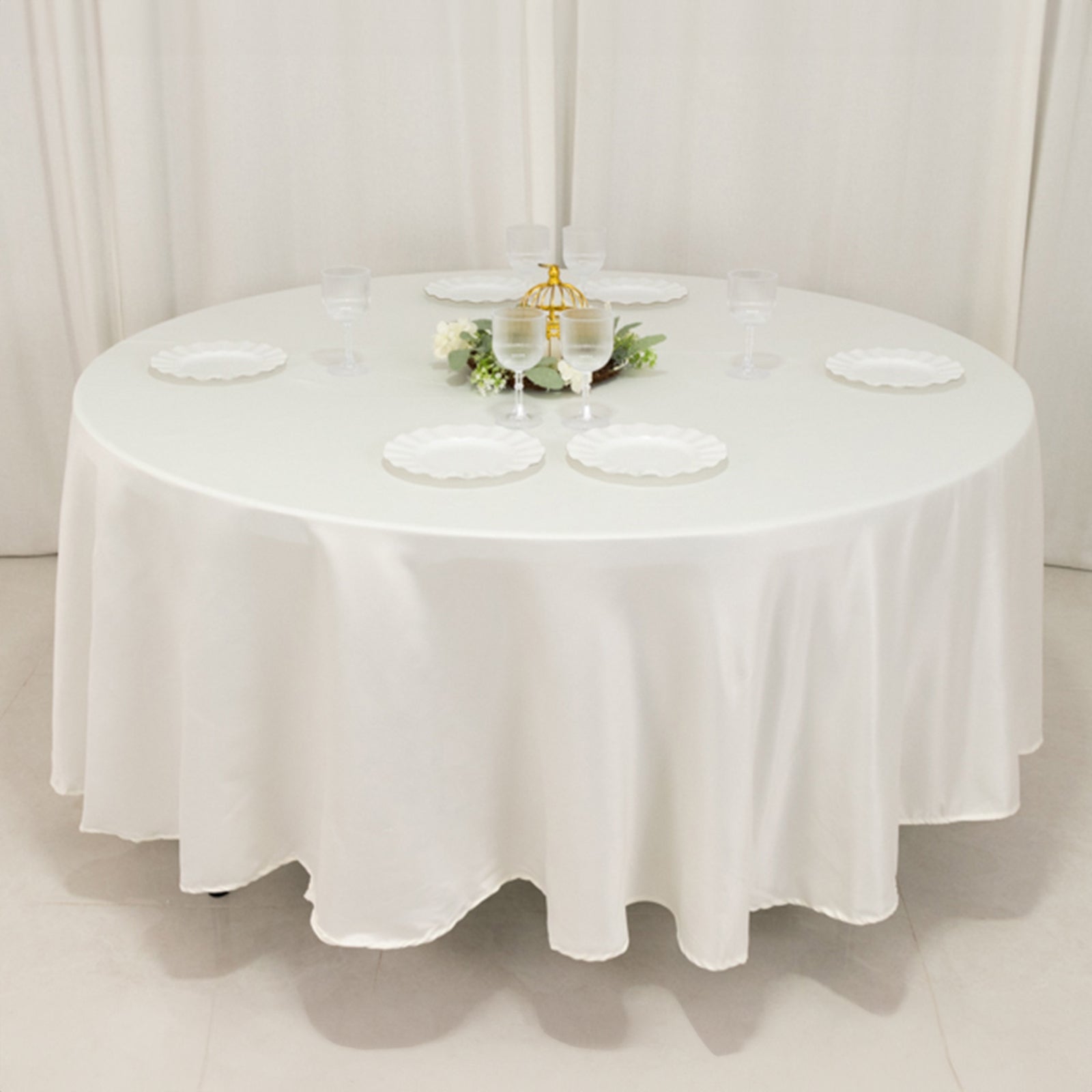 Lamour Satin 108" Round Tablecloth Ivory - Durable & Silk-Like Table Cover