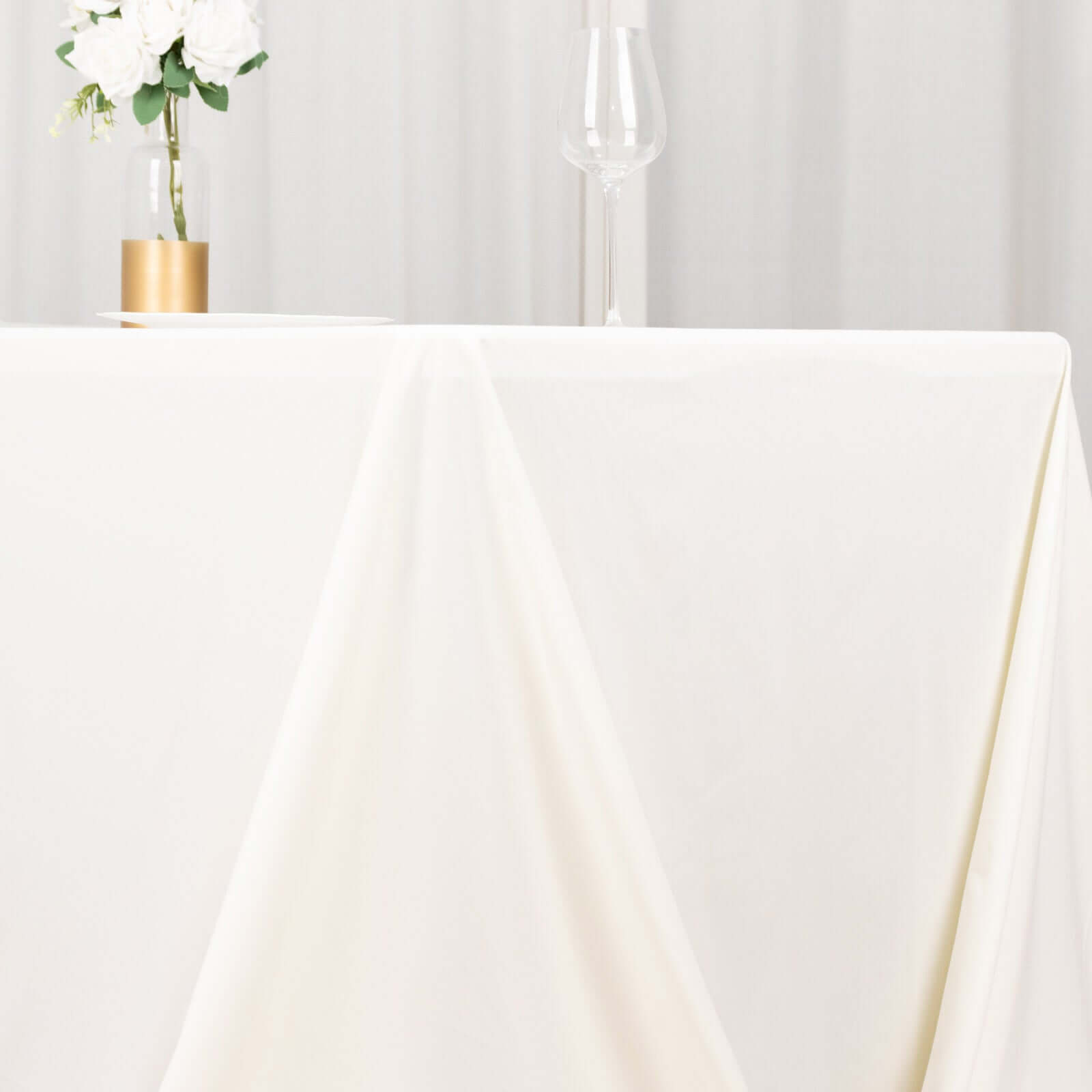 Scuba Rectangular 90"x132" Tablecloth Ivory - Wrinkle Free, Stain Resistant & Seamless Table Cover