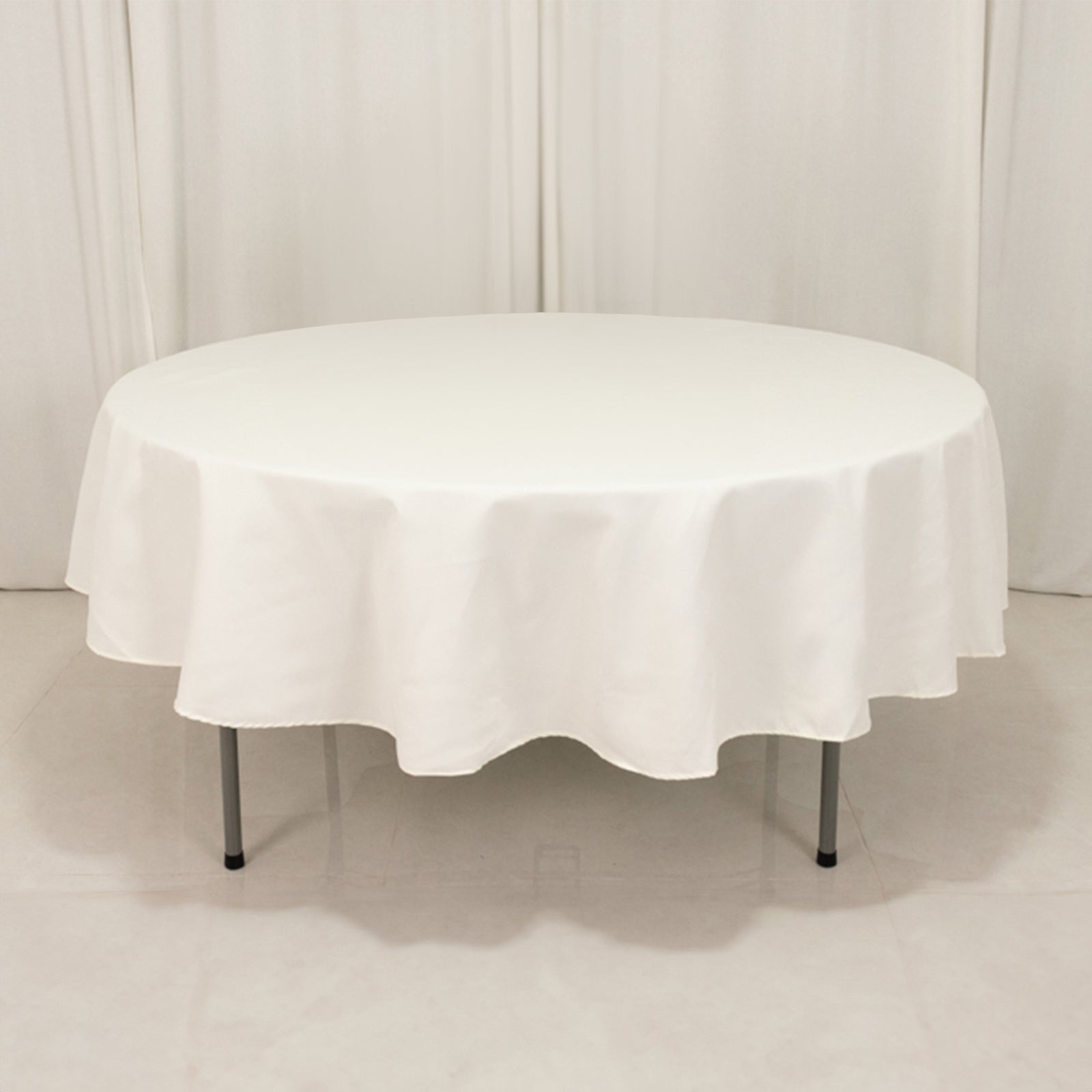 Cotton Blend 90" Round Tablecloth Ivory - Wrinkle-Resistant Table Cover