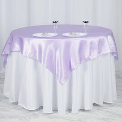 Satin 60"x60" Table Overlay Square Tablecloth Lavender Lilac - Smooth Silky Touch Table Cover