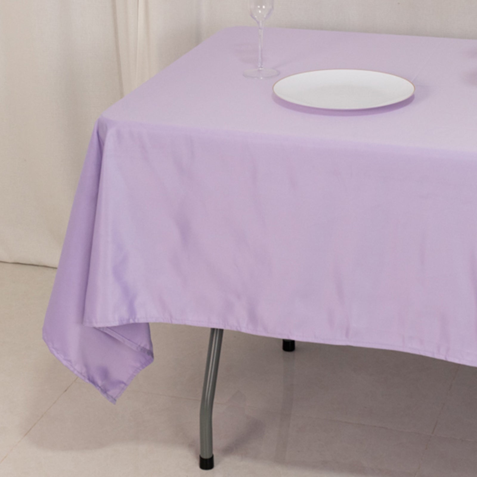 Lamour Satin 60"x102" Rectangle Tablecloth Lavender Lilac - Durable & Silky Soft Feel Table Cover