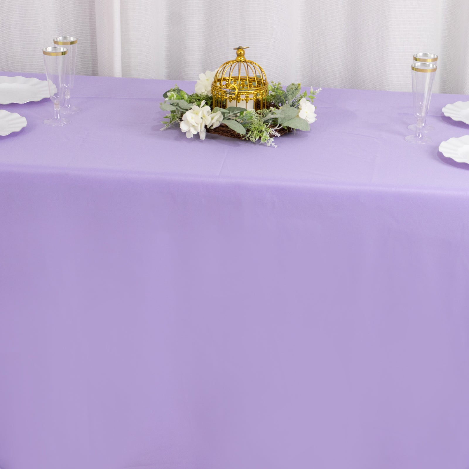 Premium Polyester 90"x156" Rectangle Tablecloth Lavender Lilac - Seamless 220GSM Stain-Resistant Table Cover