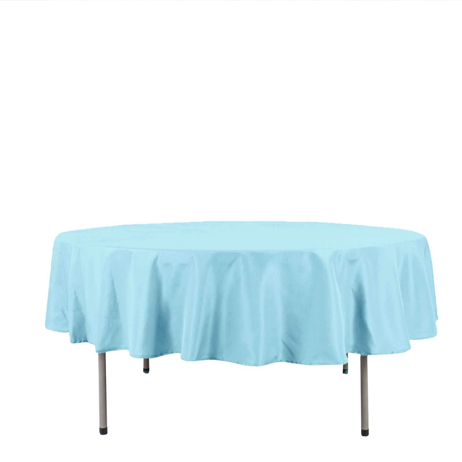 Polyester 90" Round Tablecloth Light Blue - Stain & Wrinkle-Resistant Table Cover