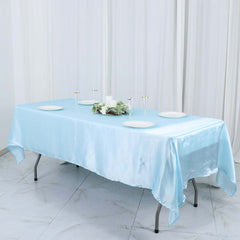 Satin Rectangular 60"x102" Tablecloth Light Blue - Smooth and Lustrous Table Cover