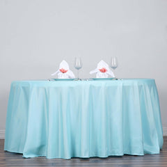 Polyester 120" Round Tablecloth Light Blue - Seamless Wrinkle-Resistant Table Cover