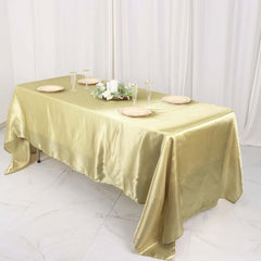 Satin Rectangular 60"x126" Tablecloth Champagne - Smooth and Lustrous Table Cover