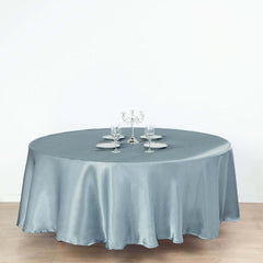 Satin 108" Round Tablecloth Dusty Blue - Smooth and Lustrous Table Cover