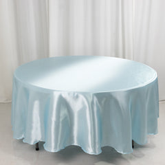 Satin 108" Round Tablecloth Light Blue - Smooth and Lustrous Table Cover
