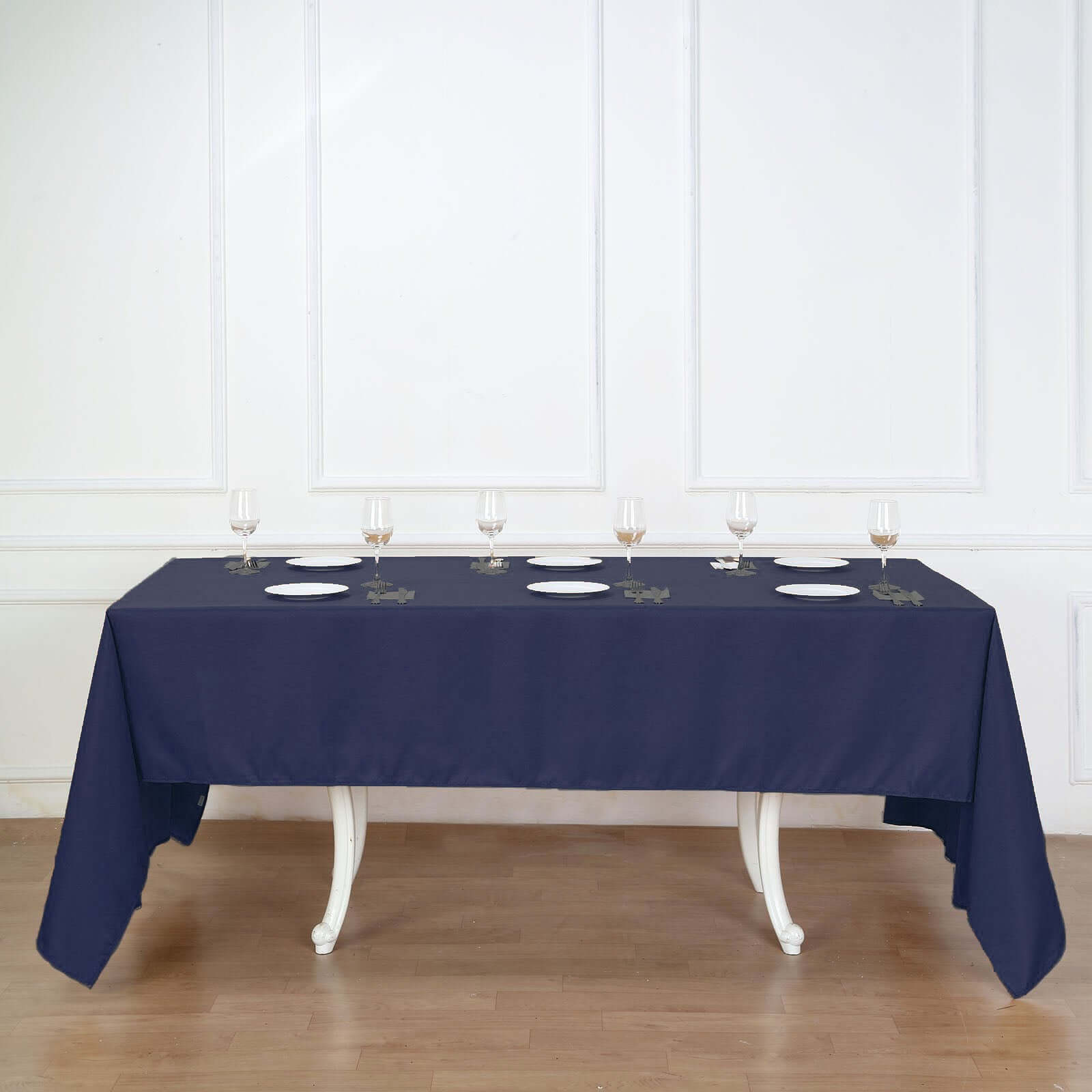 Polyester 60"x126" Rectangle Tablecloth Navy Blue - Wrinkle-Resistant Table Cover