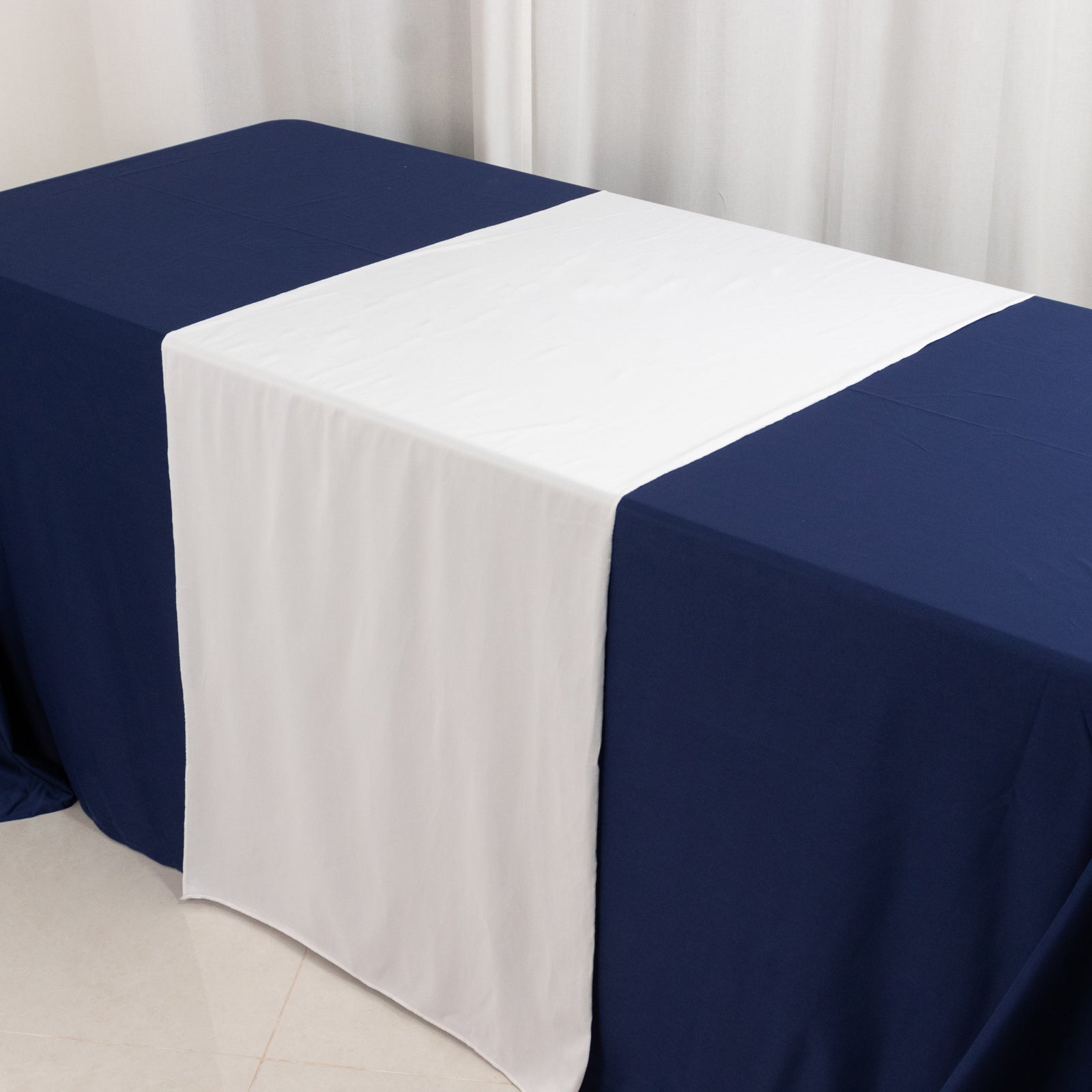 Wide Polyester 24"x72" Table Runner White - Durable Trade Show Table Linen