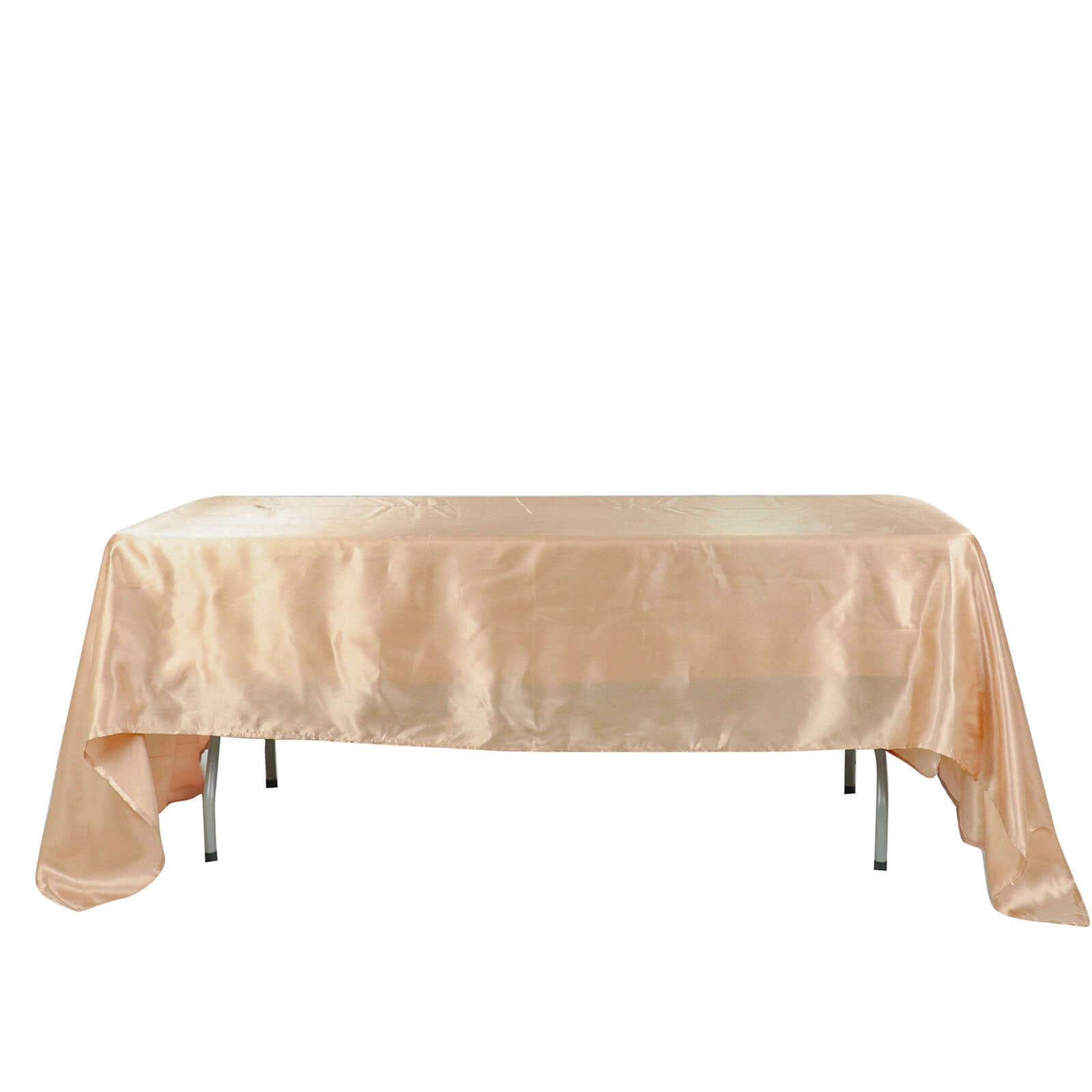 Satin Rectangular 60"x126" Tablecloth Nude - Smooth and Lustrous Table Cover