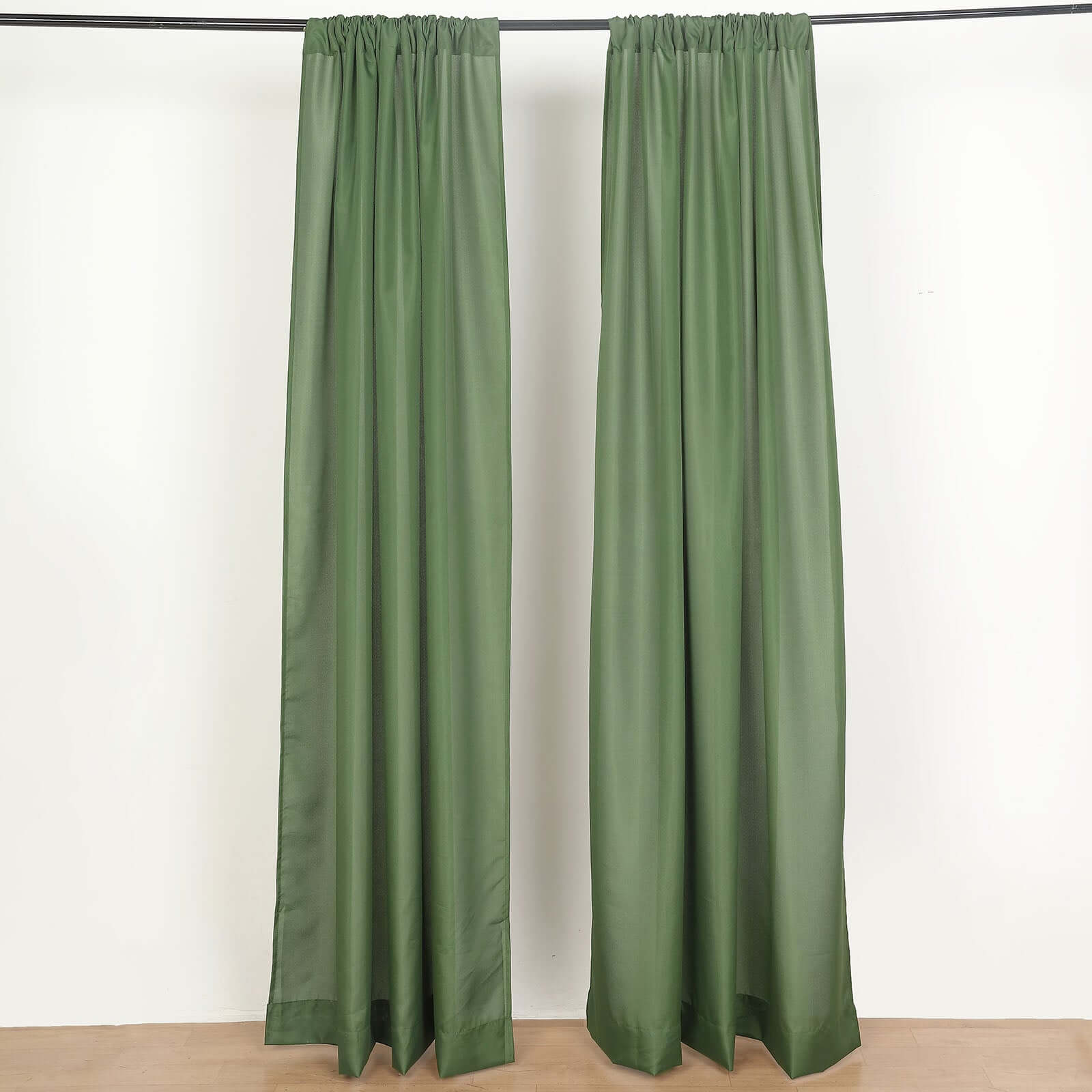 2 Pack Olive Green Polyester Event Curtain Drapes, 10ftx8ft Backdrop Event Panels With Rod Pockets 130 GSM