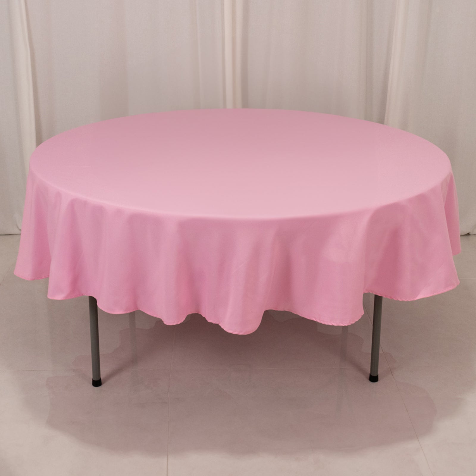 Premium Polyester 90" Round Tablecloth Pink - Stain and Wrinkle-Resistant Design with 220GSM Thickness Table Cover