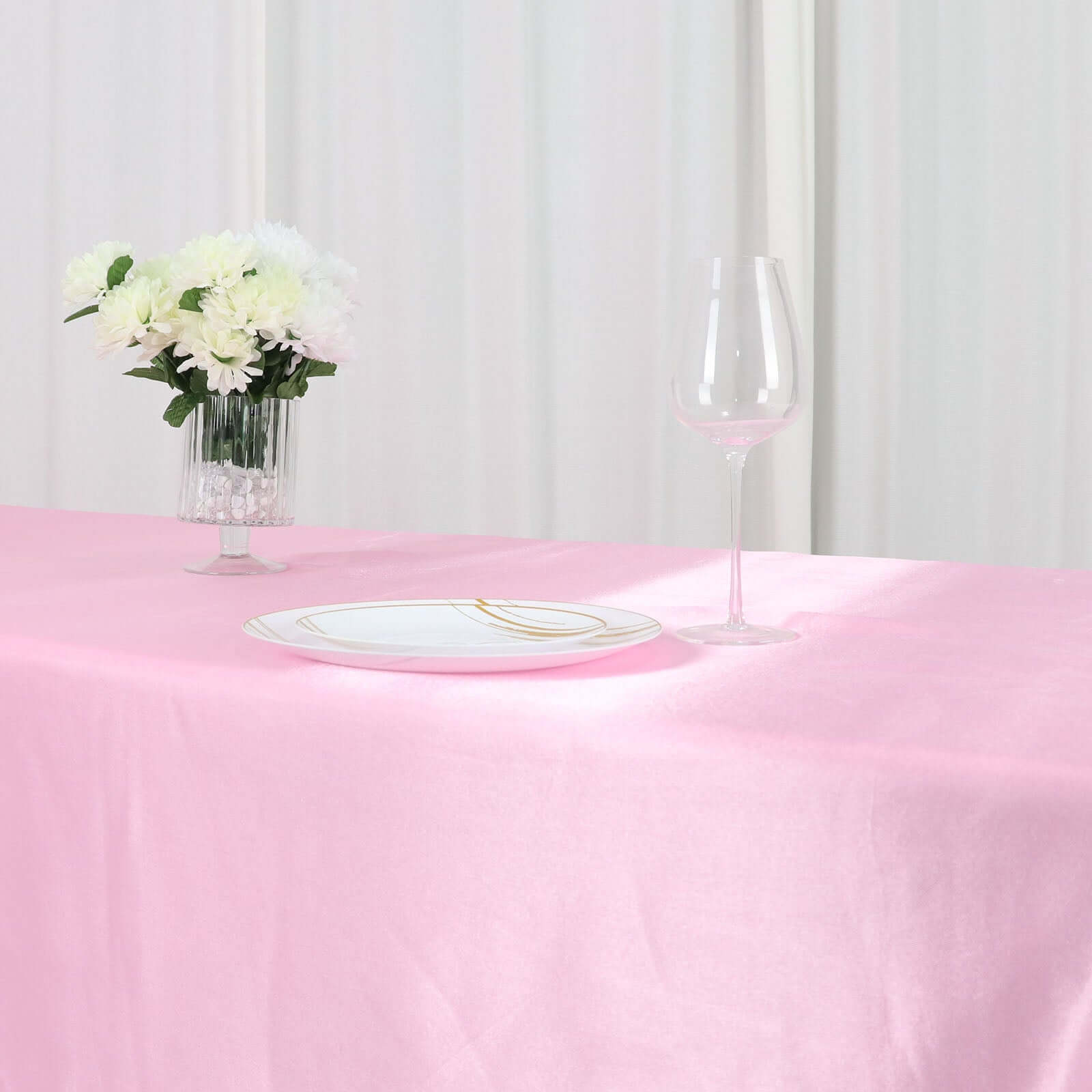 Satin Rectangular 60"x102" Tablecloth Pink - Smooth and Lustrous Table Cover