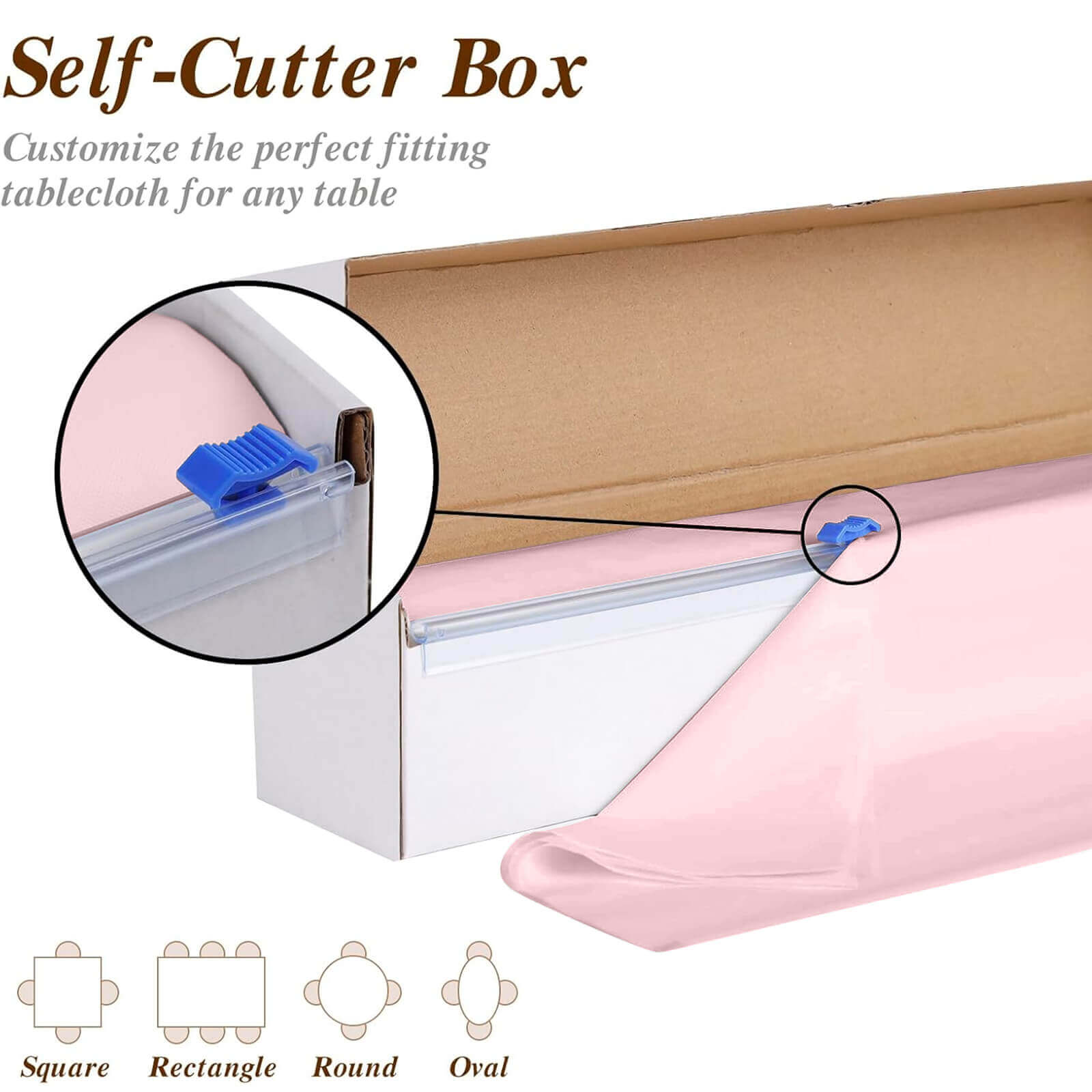 Plastic Table Cover Roll Blush with Slide Cutter - Customizable Disposable Tablecloth Roll 54"x300ft