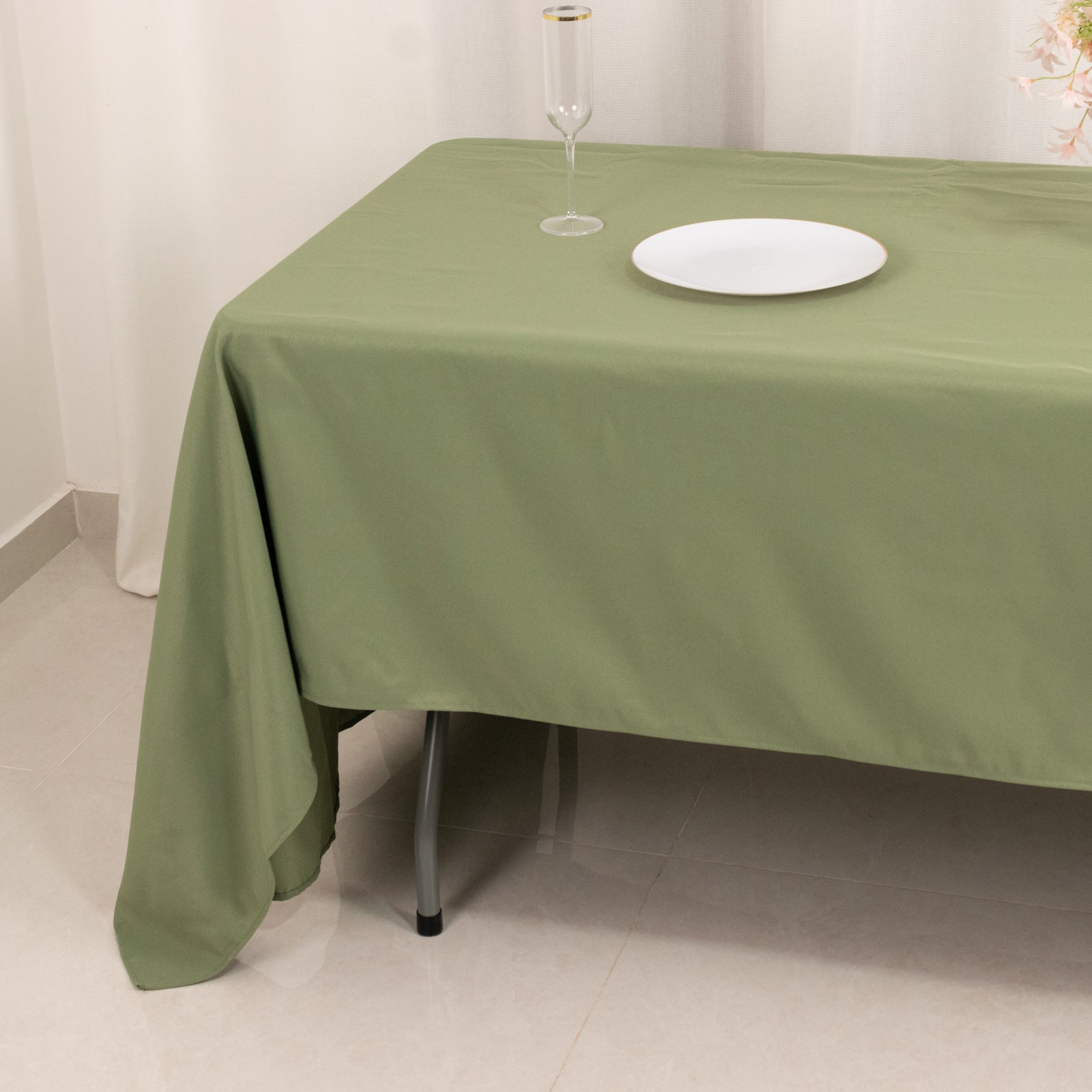 Premium Polyester 60"x126" Rectangle Tablecloth Dusty Sage Green - Stain-Resistant 220GSM Finish Table Cover