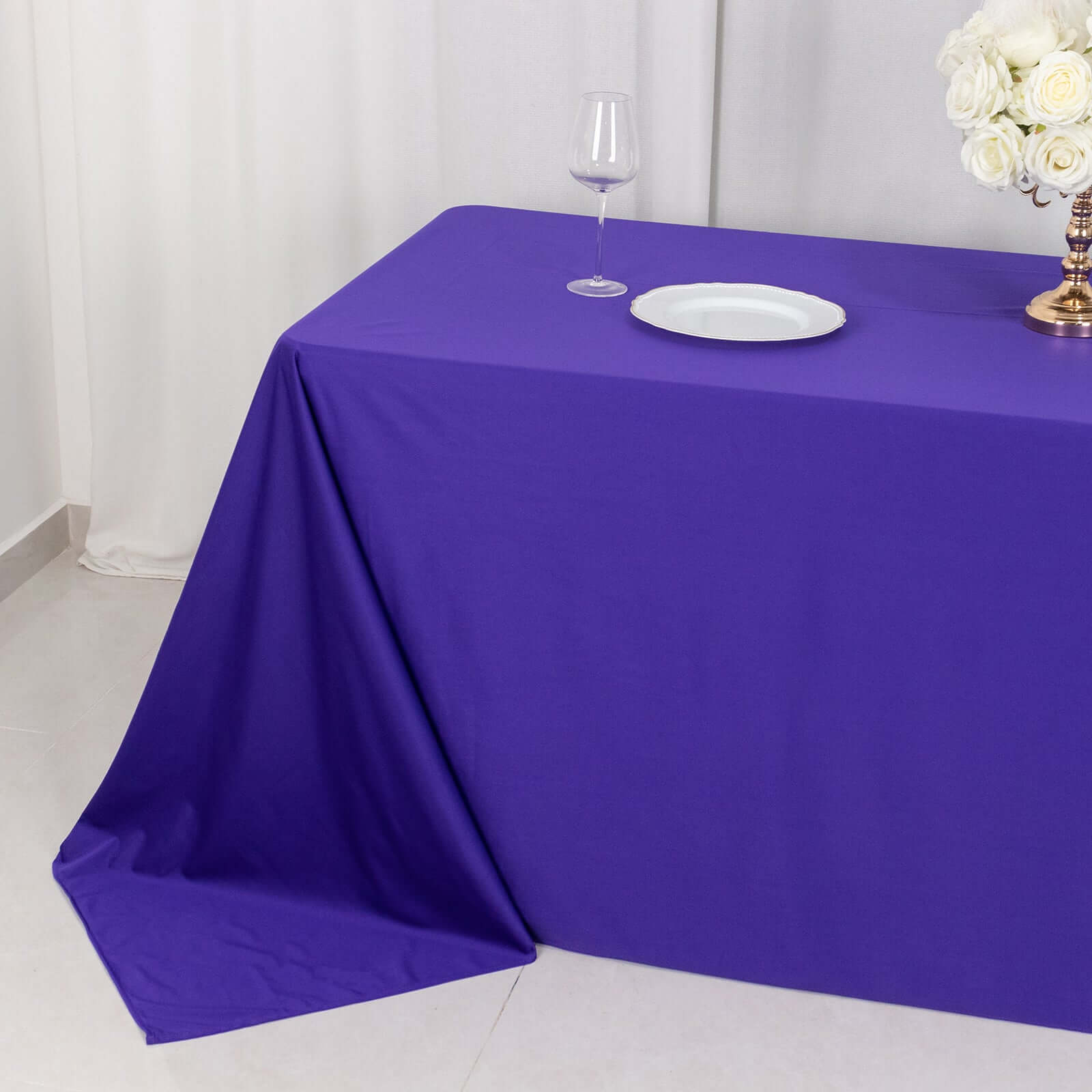 Scuba Rectangular 90"x132" Tablecloth Purple - Wrinkle Free, Stain Resistant & Seamless Table Cover