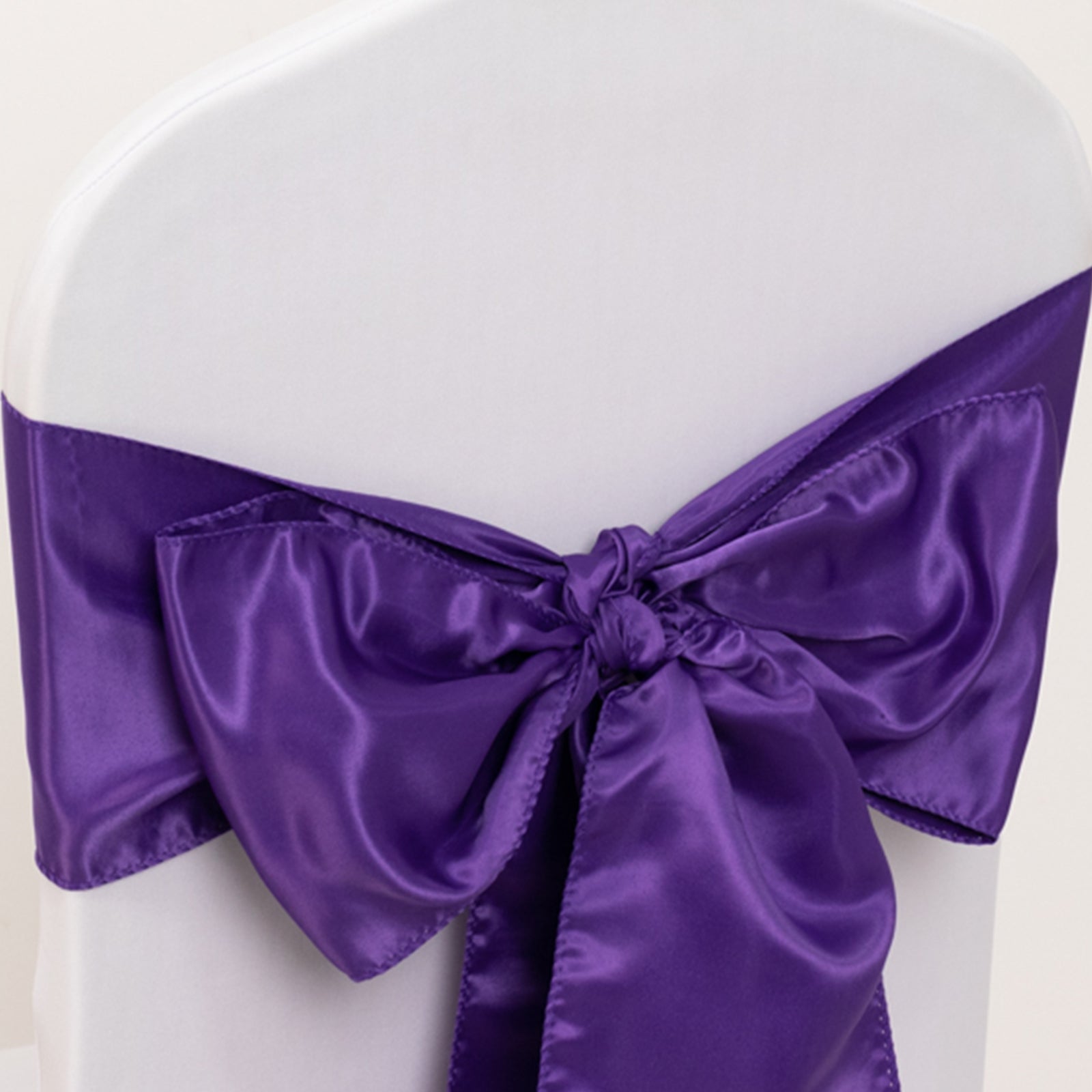 5 Pack Lamour Satin 6"x106" Chair Sashes Purple - Stylish Reusable Decorative Bows