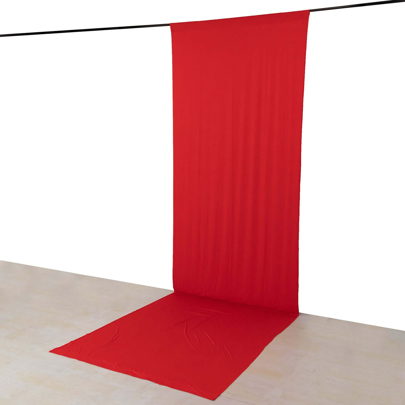 Red 4-Way Stretch Spandex Event Curtain Drapes, Wrinkle Free Backdrop Event Panel with Rod Pockets - 5ftx16ft