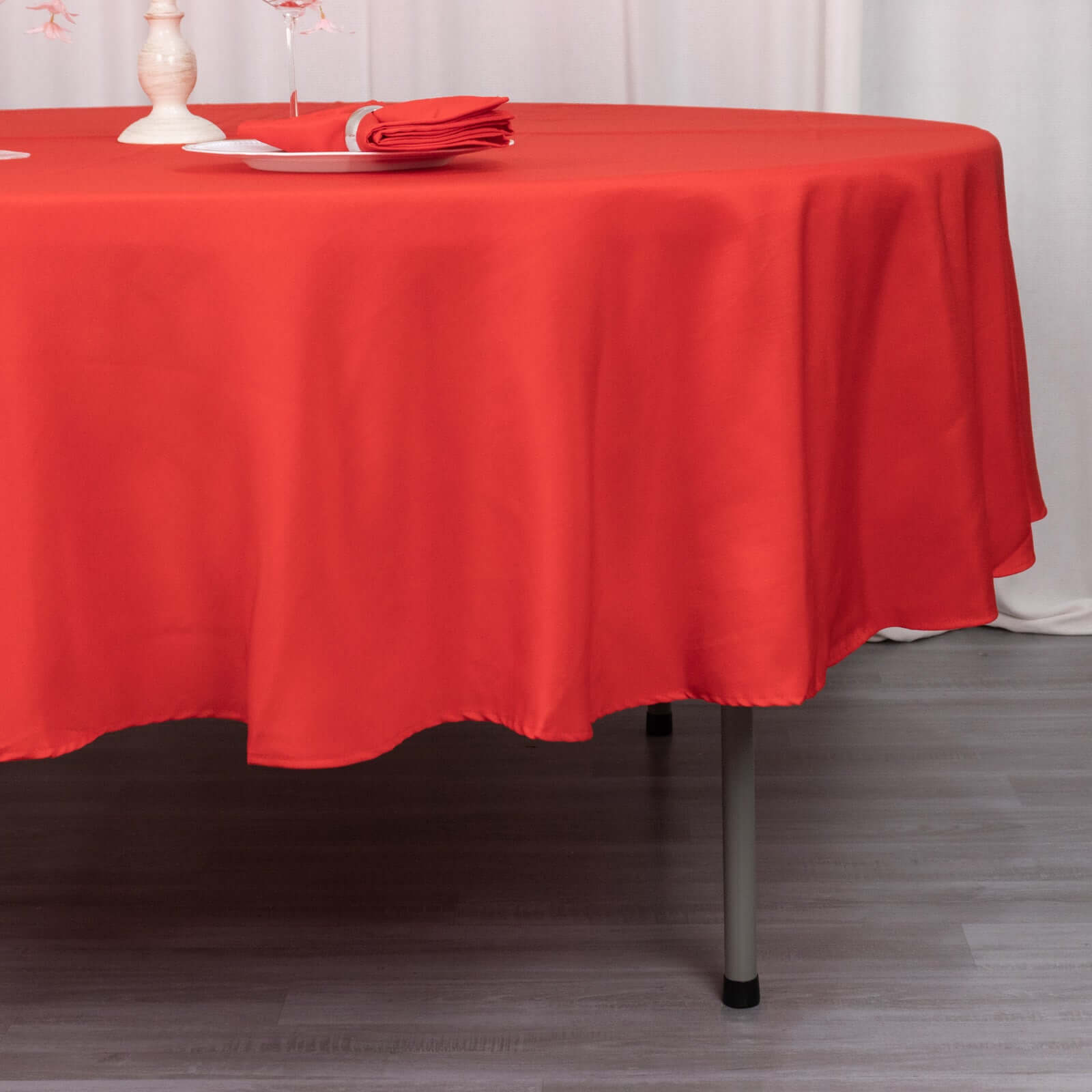 Premium Polyester 90" Round Tablecloth Red - Stain and Wrinkle-Resistant Design with 220GSM Thickness Table Cover