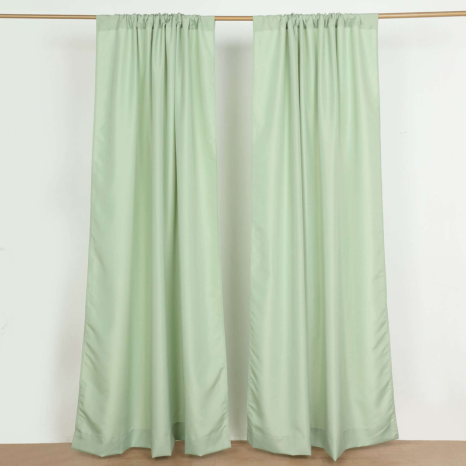 2 Pack Sage Green Polyester Event Curtain Drapes, 10ftx8ft Backdrop Event Panels With Rod Pockets 130 GSM