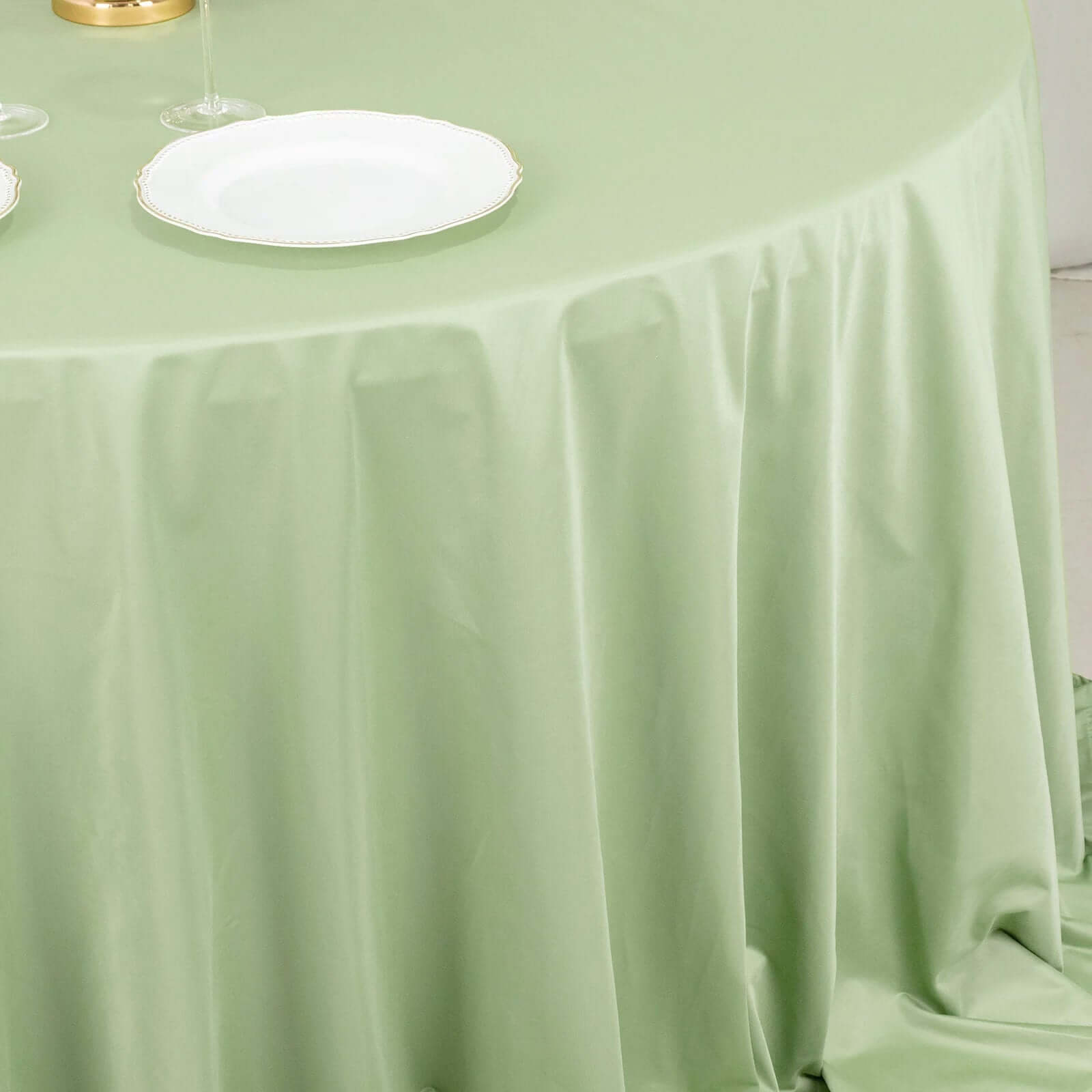 Scuba Round 132" Tablecloth Sage Green - Wrinkle Free & Stain Resistant Seamless Table Cover