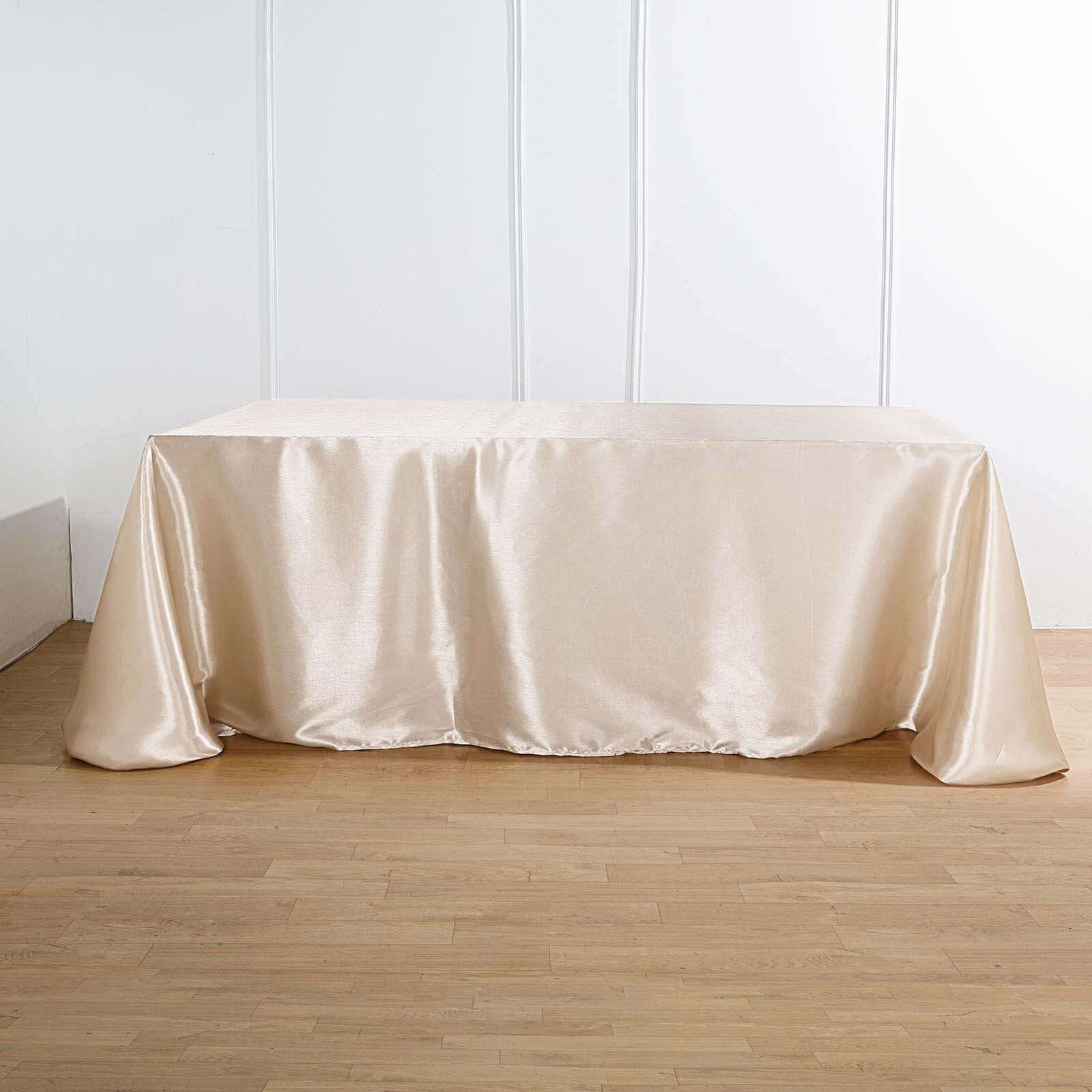Satin Rectangular 90"x156" Tablecloth Beige - Seamless Table Cover