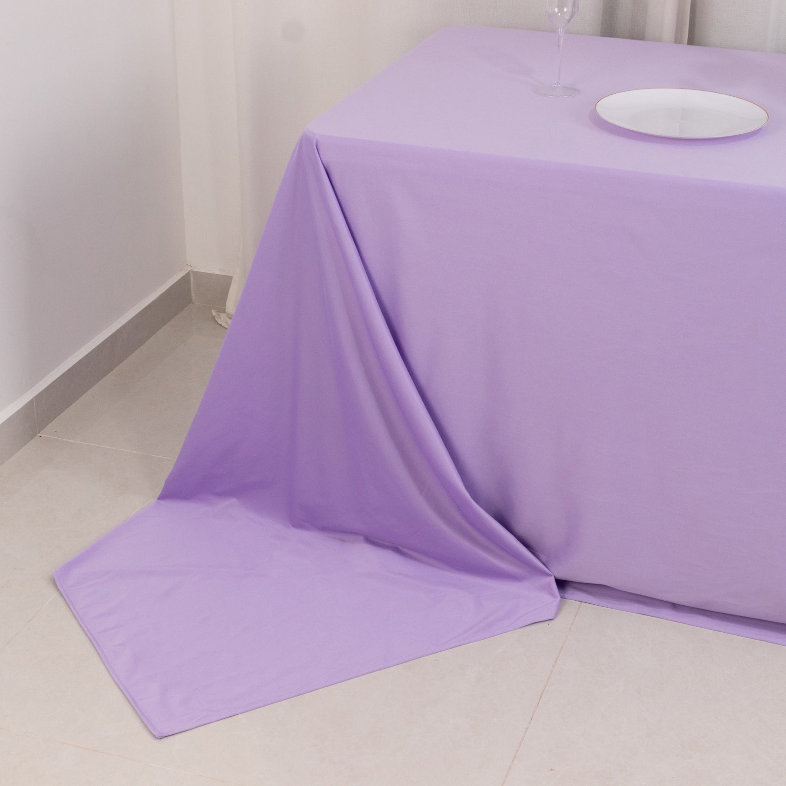 Scuba Rectangular 90"x156" Tablecloth Lavender Lilac - Wrinkle Free, Stain Resistant & Seamless Table Cover