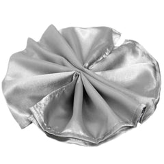 5 Pack Satin 20"x20" Napkins Silver - Luxurious Shine & Smooth Dinner Napkins