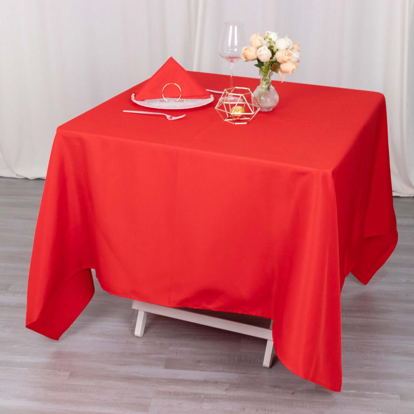 Premium Polyester Square Tablecloth 70"x70" Red 220GSM Wrinkle-Resistant Table Cover