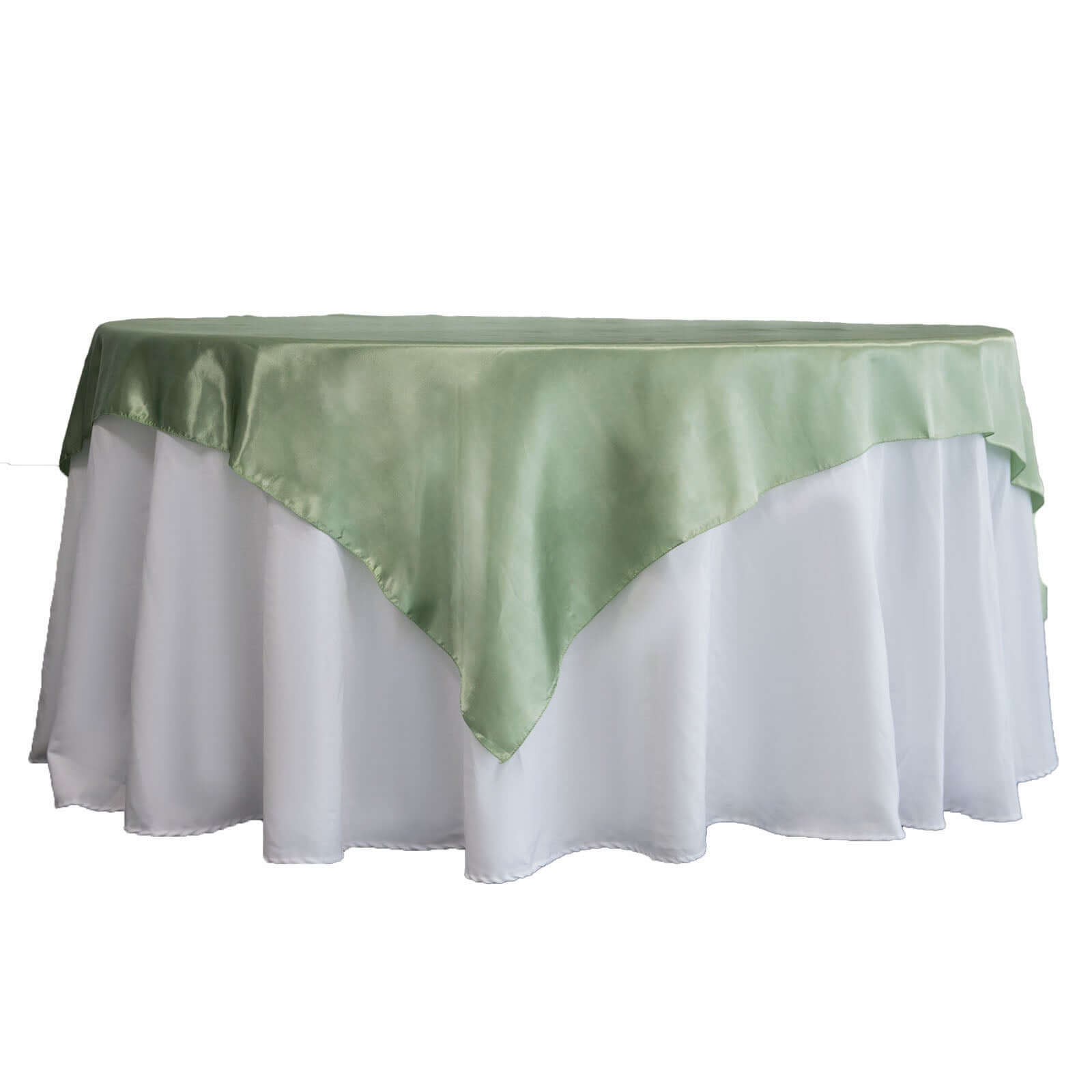 Satin 72"x72" Table Overlay Square Tablecloth Sage Green - Smooth Finish Table Cover