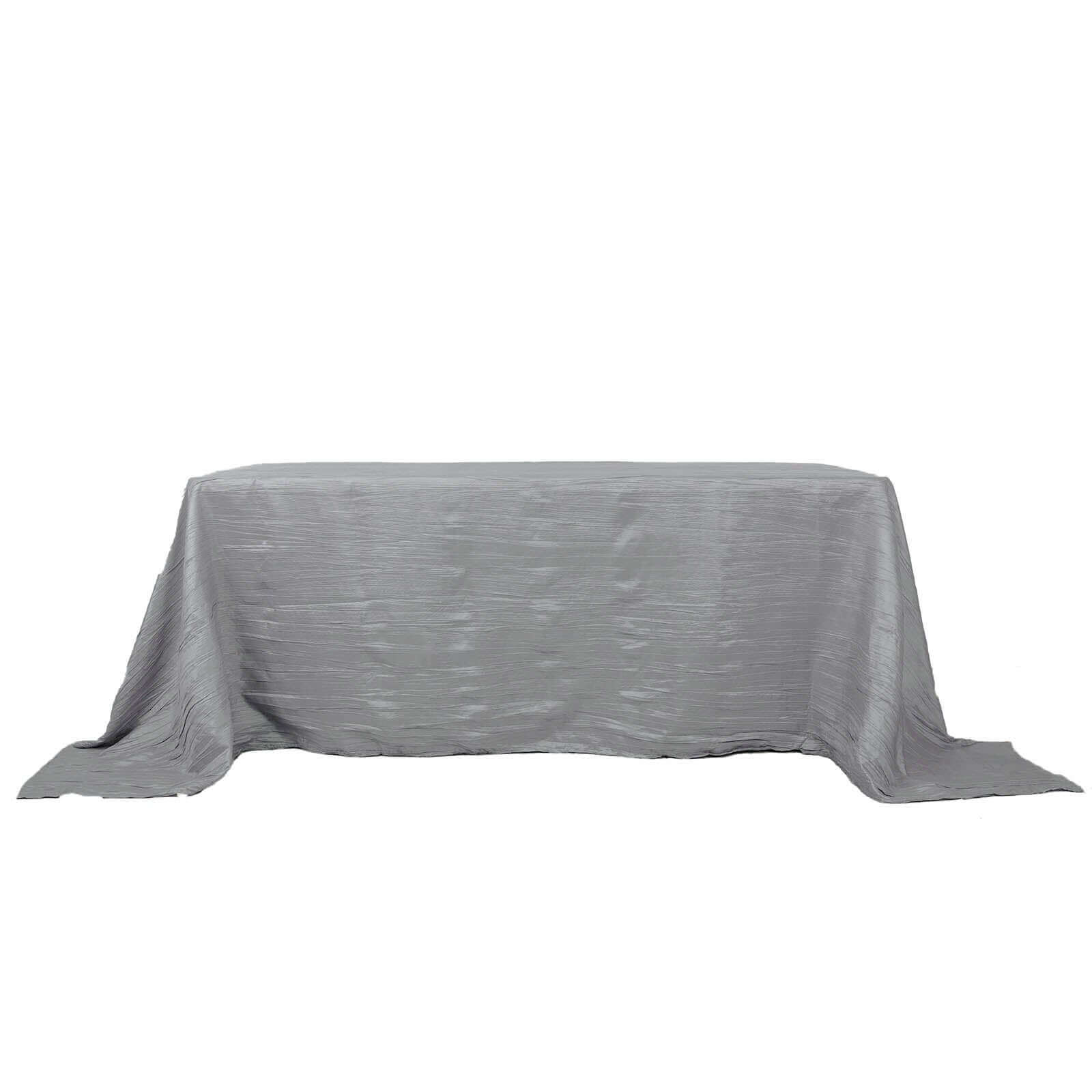 Taffeta 90"x132" Rectangle Tablecloth Silver - Seamless Accordion Crinkle Table Cover