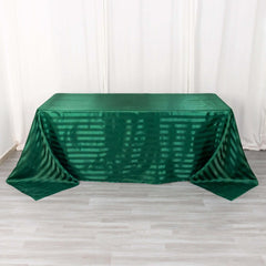 Satin Striped 90"x132" Rectangular Tablecloth Hunter Emerald Green - Seamless Silky Smooth Table Cover