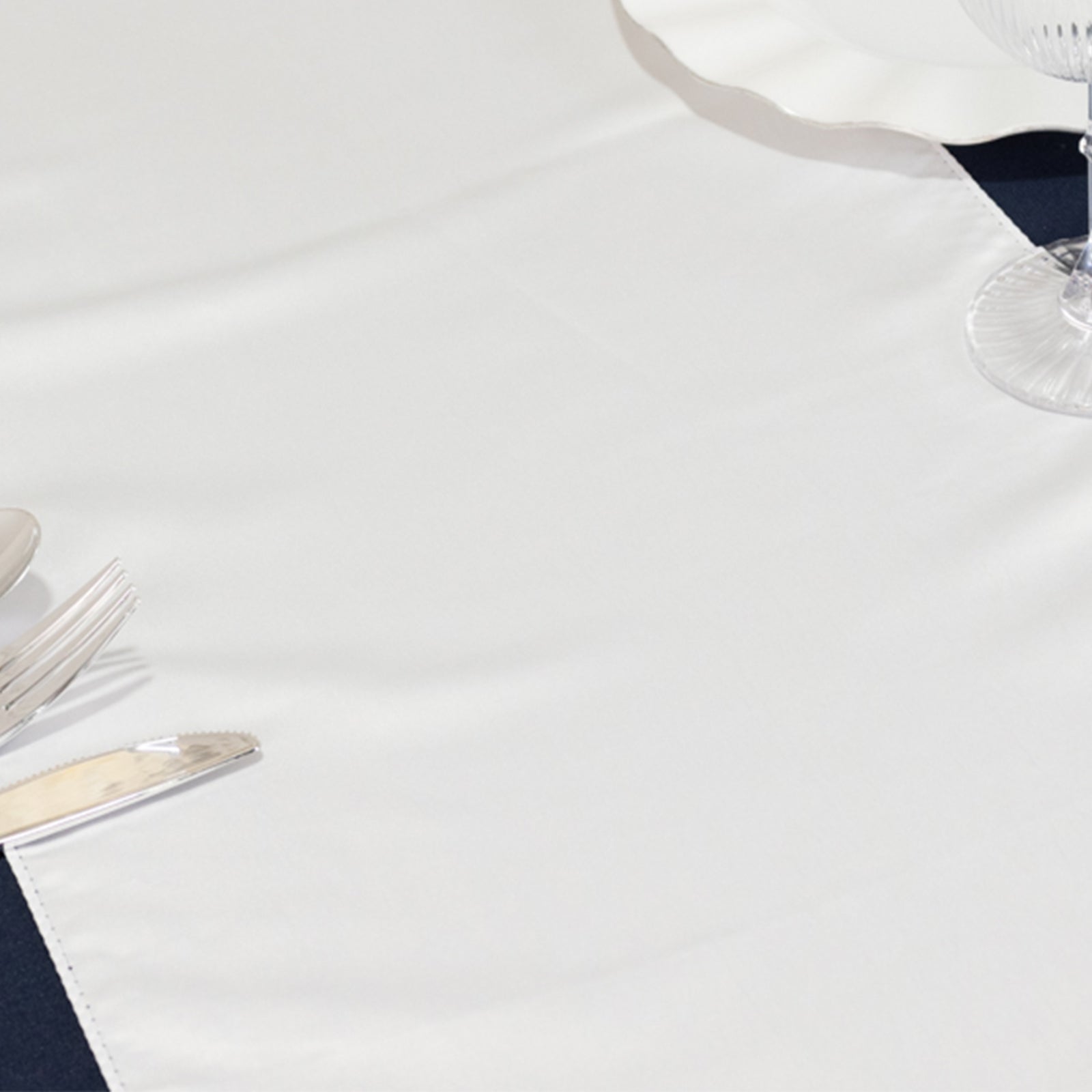 Lamour Satin 12"x108" Table Runner White - Smooth & Lustrous Wedding Decor