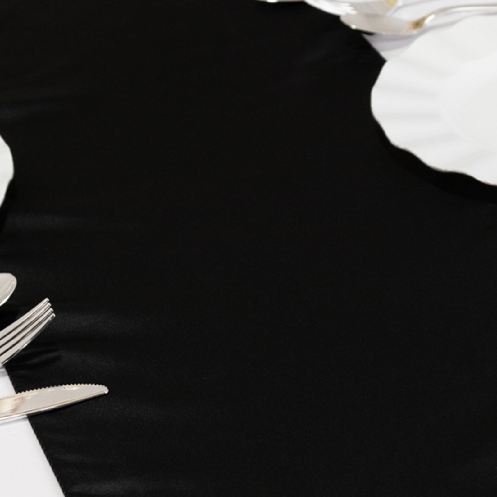 Lamour Satin 12"x108" Table Runner Black - Smooth & Lustrous Finish