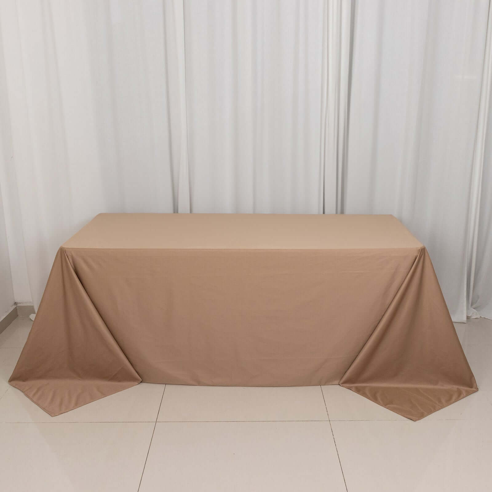 Scuba Rectangular 90"x132" Tablecloth Nude - Wrinkle Free, Stain Resistant & Seamless Table Cover