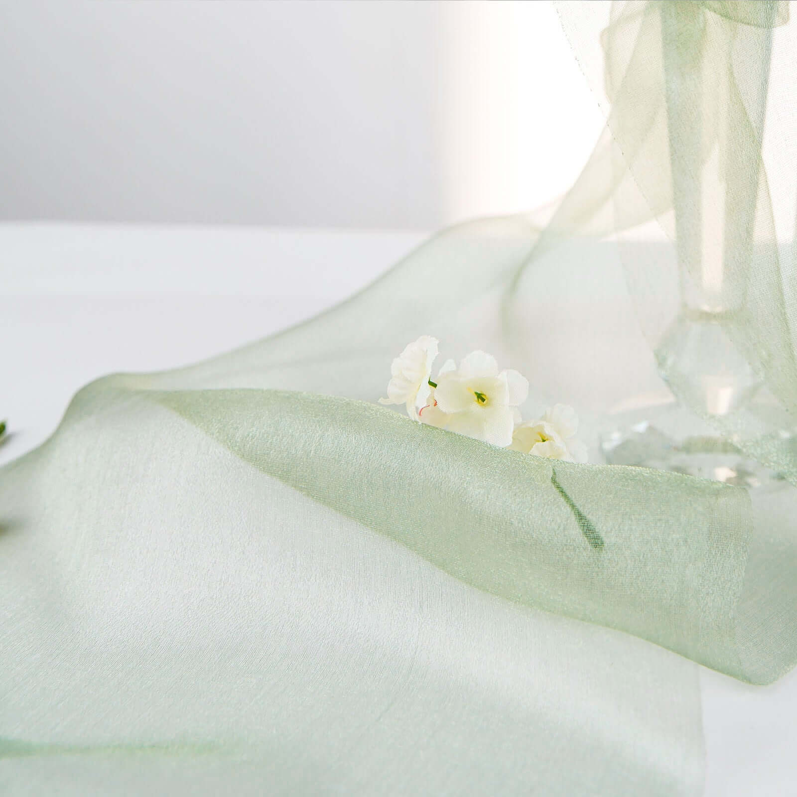 12"x10yd Sage Green Sheer Chiffon Fabric Bolt, DIY Voile Drapery Fabric