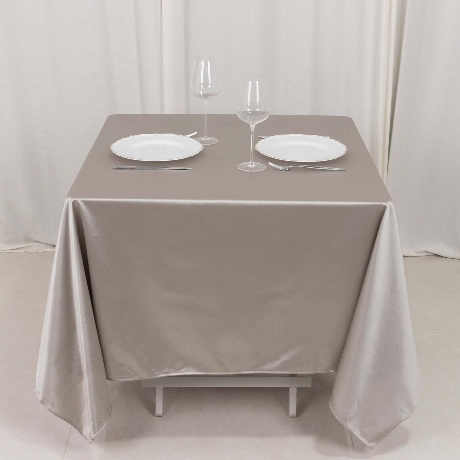Scuba Square 70"x70" Tablecloth Shimmer Silver - Wrinkle Free & Stain Resistant Table Cover