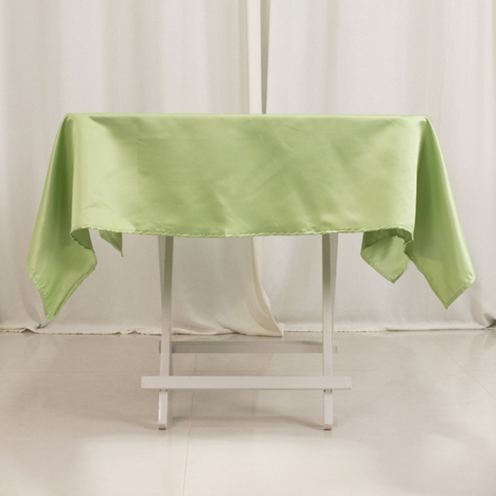 Lamour Satin 54"x54" Square Tablecloth Sage Green - Durable & Silk-Like Table Cover