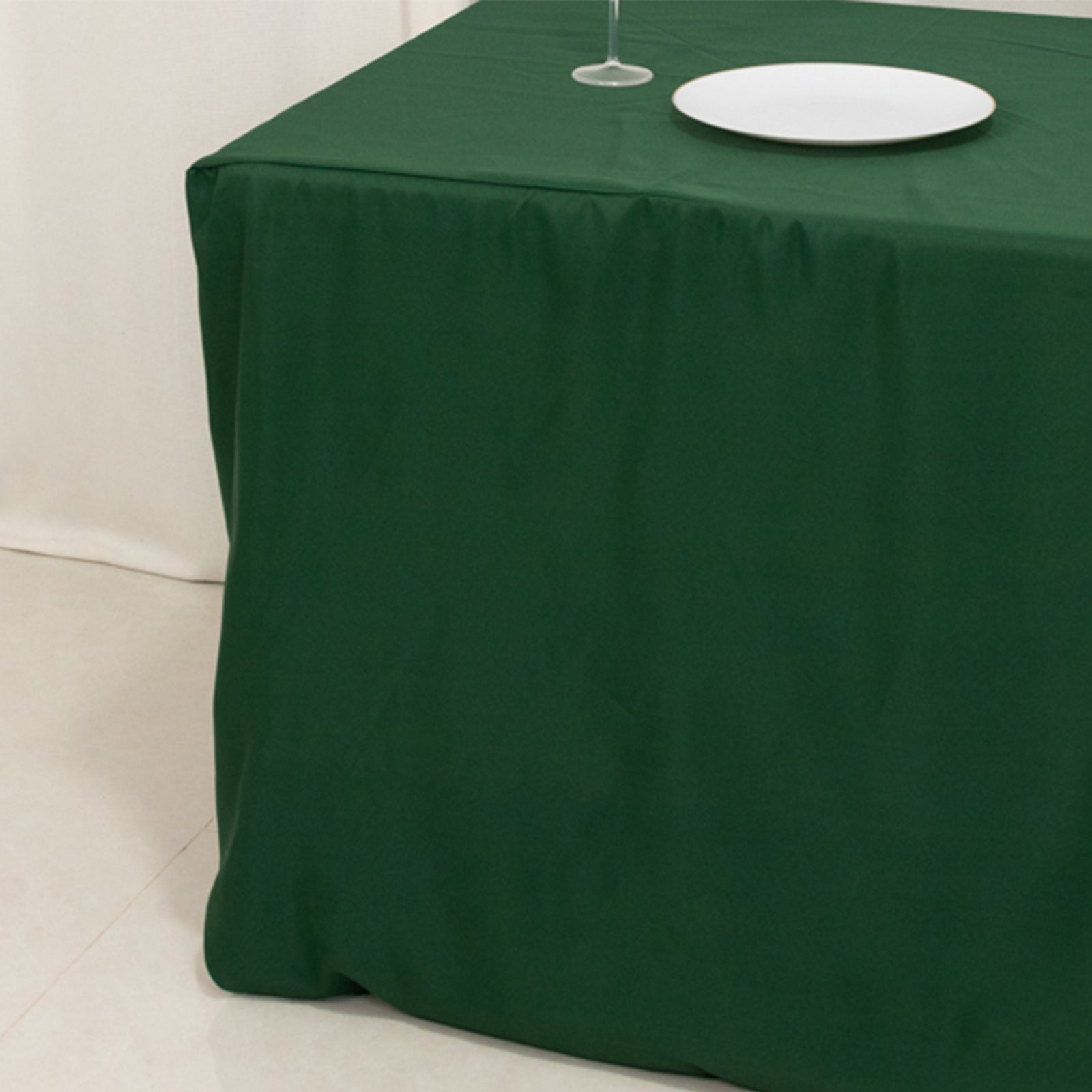 Fitted Polyester 72"x30" Rectangle Tablecloth Hunter Emerald Green - Durable Table Cover