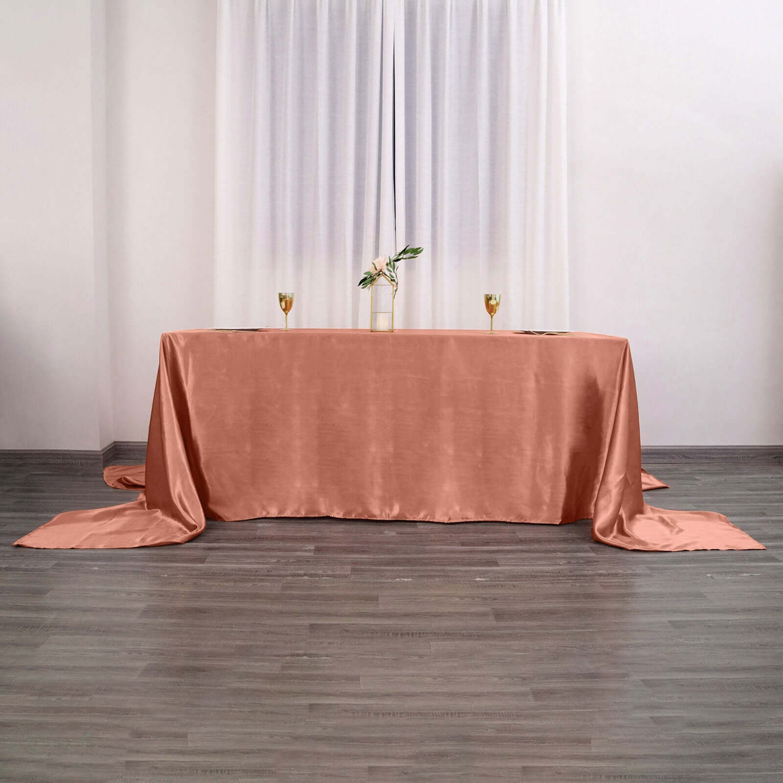 Satin Rectangular 90"x156" Tablecloth Terracotta (Rust) - Seamless Table Cover