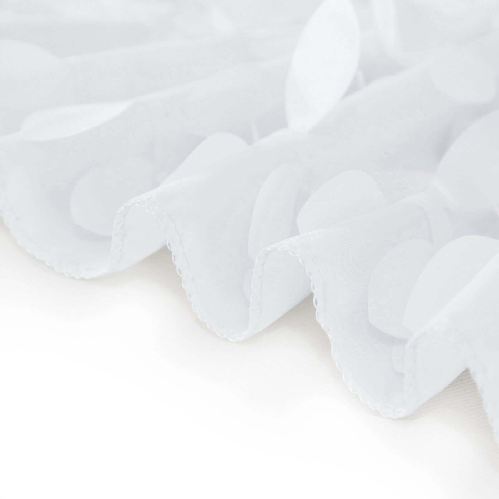 8ftx8ft White 3D Leaf Petal Taffeta Event Curtain Drapes, Backdrop Event Panel With Rod Pocket