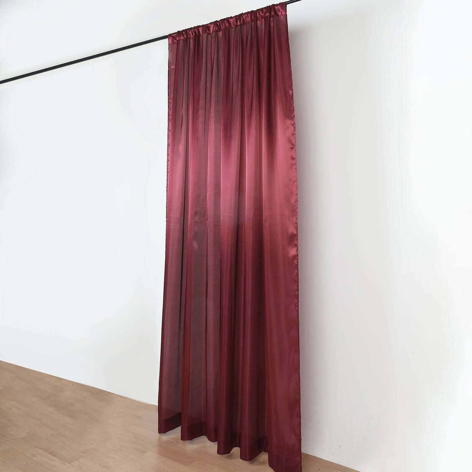 8ftx10ft Burgundy Satin Event Curtain Drapes, Backdrop Event Panel
