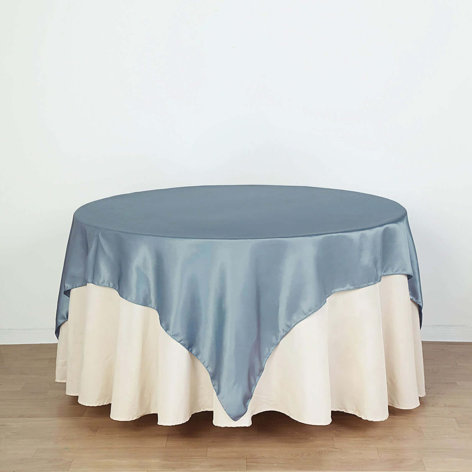 Satin 72"x72" Table Overlay Square Tablecloth Dusty Blue - Smooth Finish Table Cover