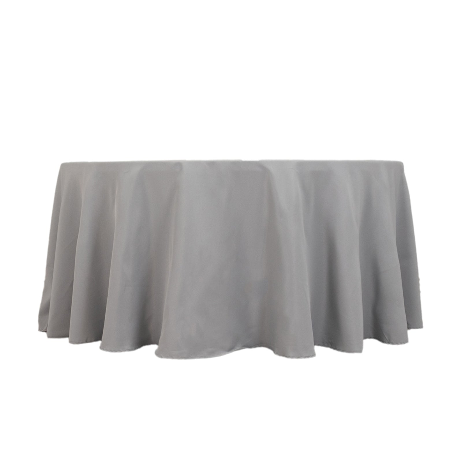 Premium Polyester 120" Round Tablecloth Silver - Seamless 220GSM Wrinkle-Resistant Table Cover